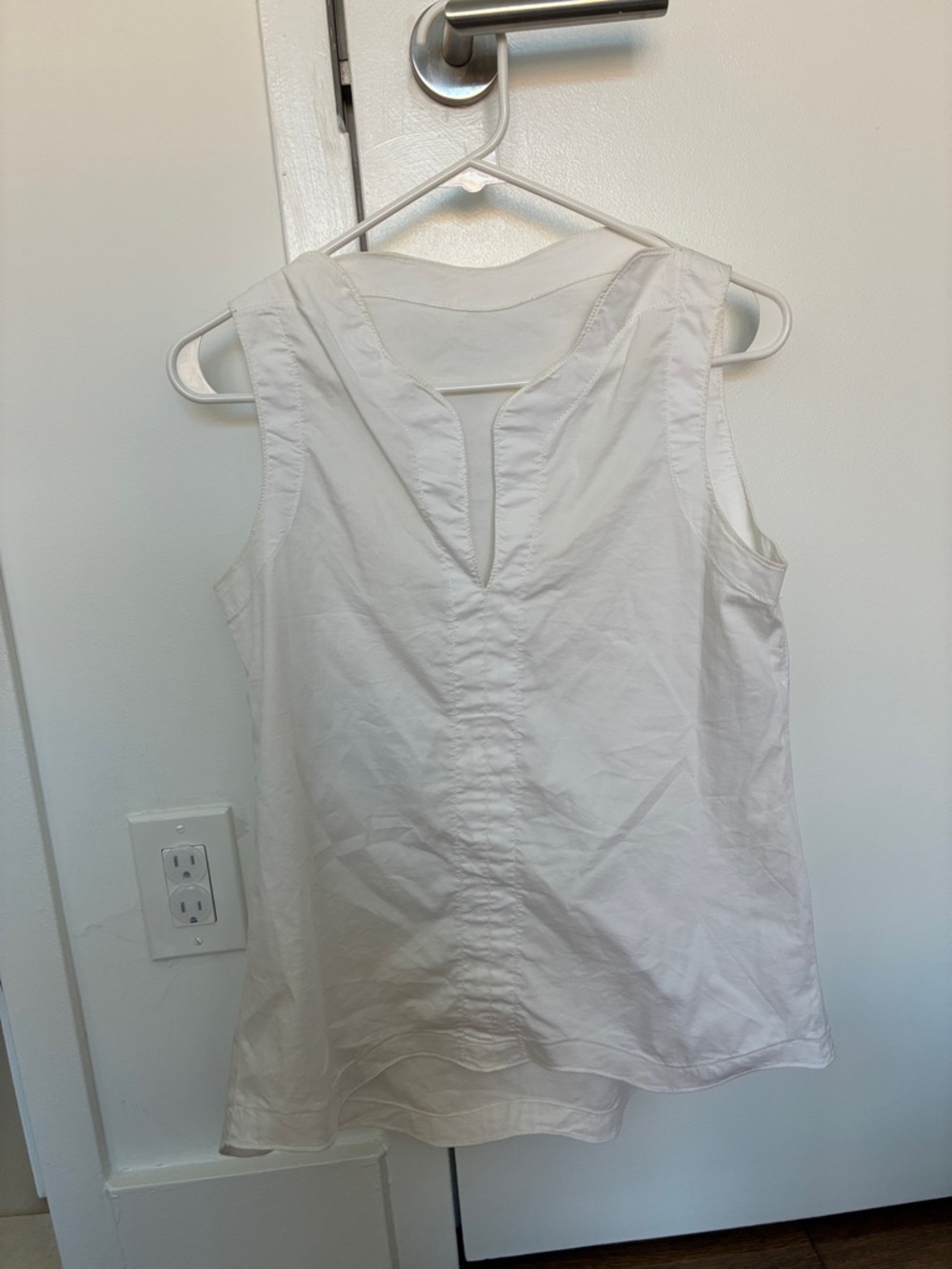 Women's White Sleeveless V-Notch Tank Top